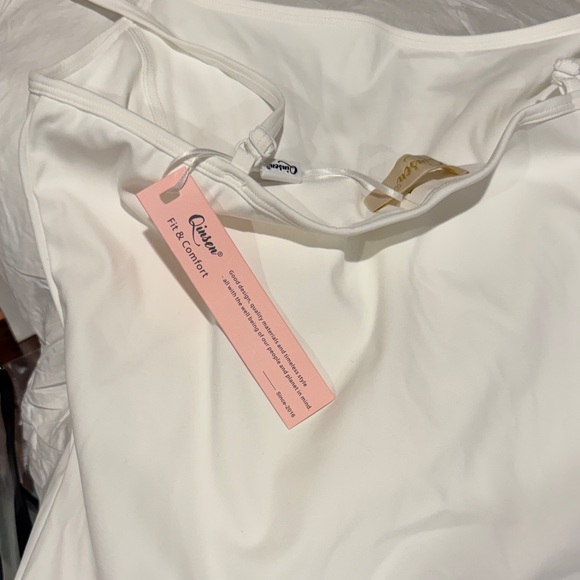 QINSEN White Spaghetti Strap Tennis Dress, Size Large - Picture 8 of 8